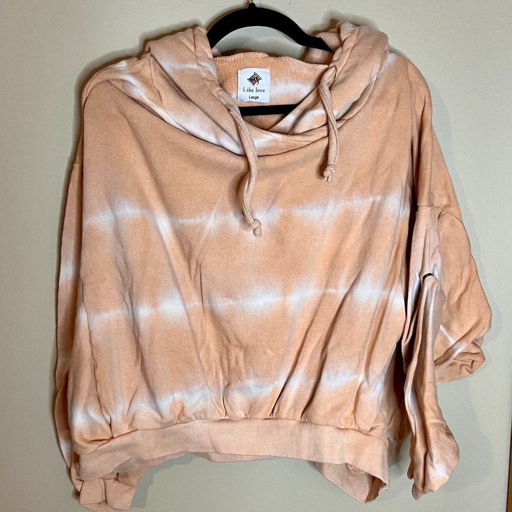 Like Love Snap Sleeve Tie Dye Hoodie L